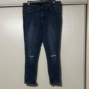 1822 Denim Dark Blue Skinny Jeans with Knee Rips